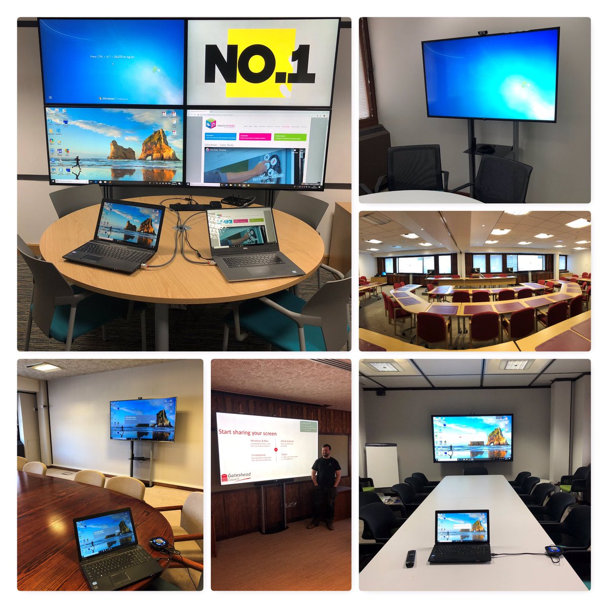 NewlandmediaLtd's tweet photo. Part of a 40 room renovation #49-98โscreens #IIYAMA #LG #wirelesscollaboration #videowall #digitalsignage #videoconferencing #audioconferencing #meetingroom #crisiscentre #huddleroom #trainingcentre #conferenceroom #northeast #audiovisualexcellence https://t.co/5bLtG0EltF