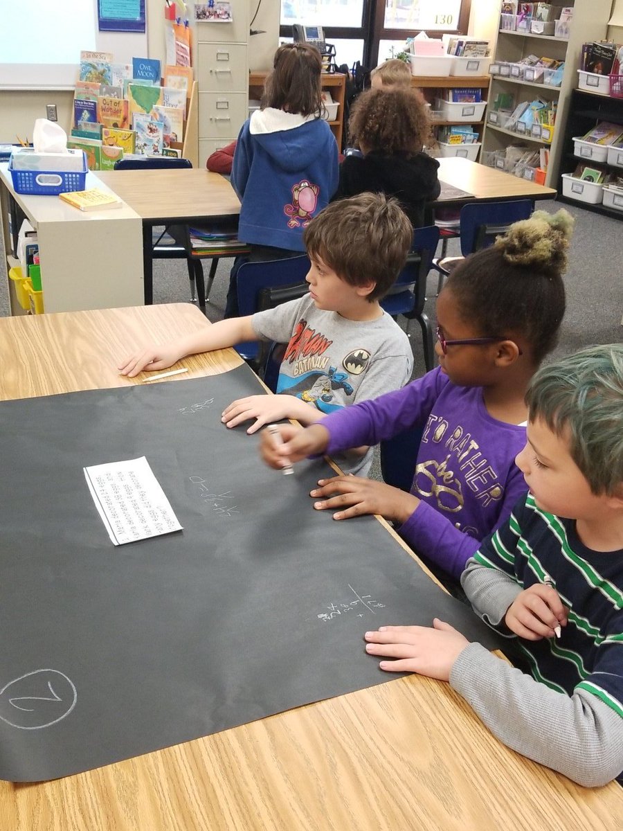 MrsKinderDWE's tweet photo. Starting Math Workshop with a #chalktalk  solving addition and subtraction word problems. @DWEdublin https://t.co/gYV65nYnma