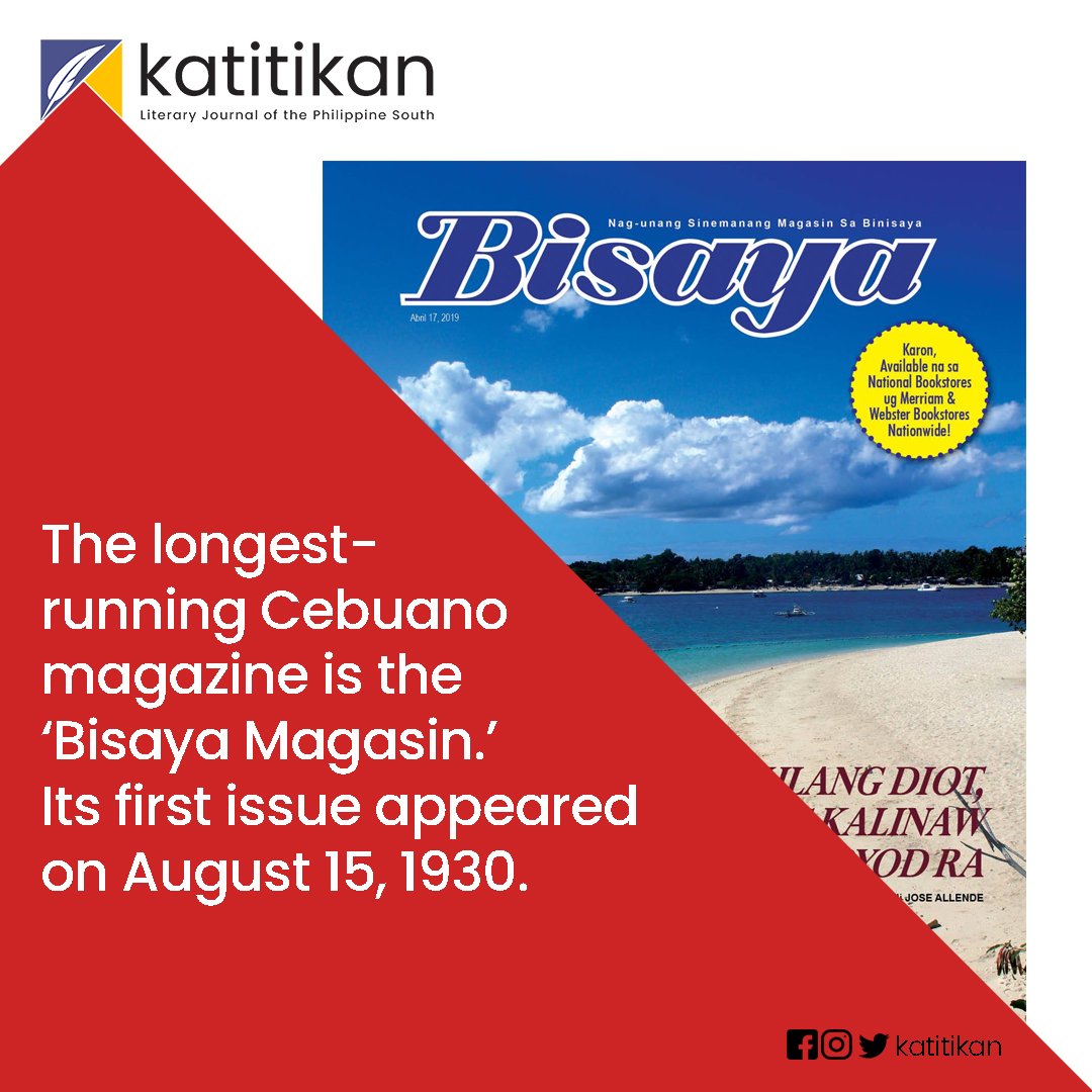 katitikan's tweet photo. Bisaya Magasin is still available in bookstores and newsstands nationwide. #Katitikan https://t.co/AlOPM2tX5i