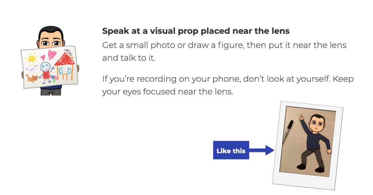 espirian's tweet photo. Tip for video scaredy cats:

Use a cutout figure near the camera lens as a prop to help you sound more natural on video.

More tips: https://t.co/H4diwGj5Ww

#NoPainerExplainer #BitmoJohn https://t.co/Qcwmarmzgh