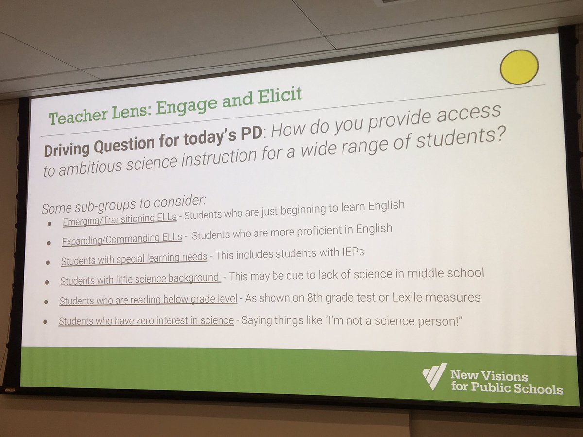 Dora_Kastel's tweet photo. Back into it already after #nsta19! Preparing Ts for next round of field testing a #NGSS-designed HS biology unit. How are we supporting ALL students? Need to consider different subgroups. Weβll reflect on our initial ideas throughout the day. #nvscience @NewVisionsNYC https://t.co/HJxRFZgvsK