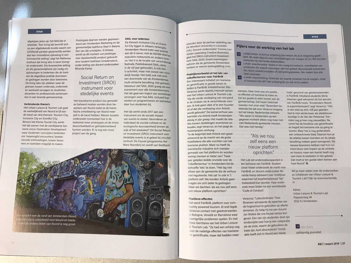 mimidaz's tweet photo. Publicatie over ons
lab in vakblad Recreatie&Toerisme!
@UrbanTourismlab #Inholland #nrit https://t.co/d8akg5kgTf