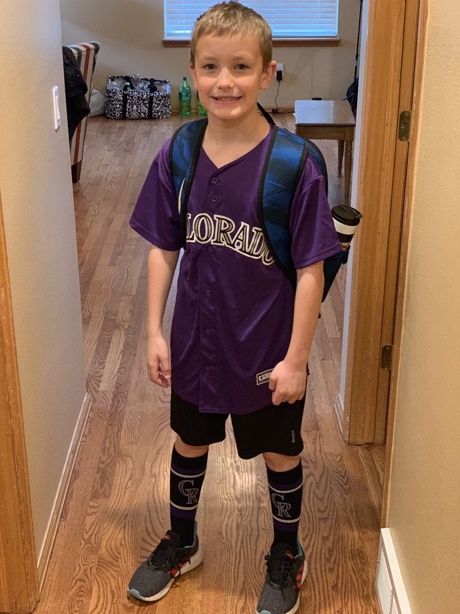 bsmith3419's tweet photo. 9th Birthday with new Story jersey and repping Rox on Purple Monday to boot. @Rockies https://t.co/uS0rh36h7H