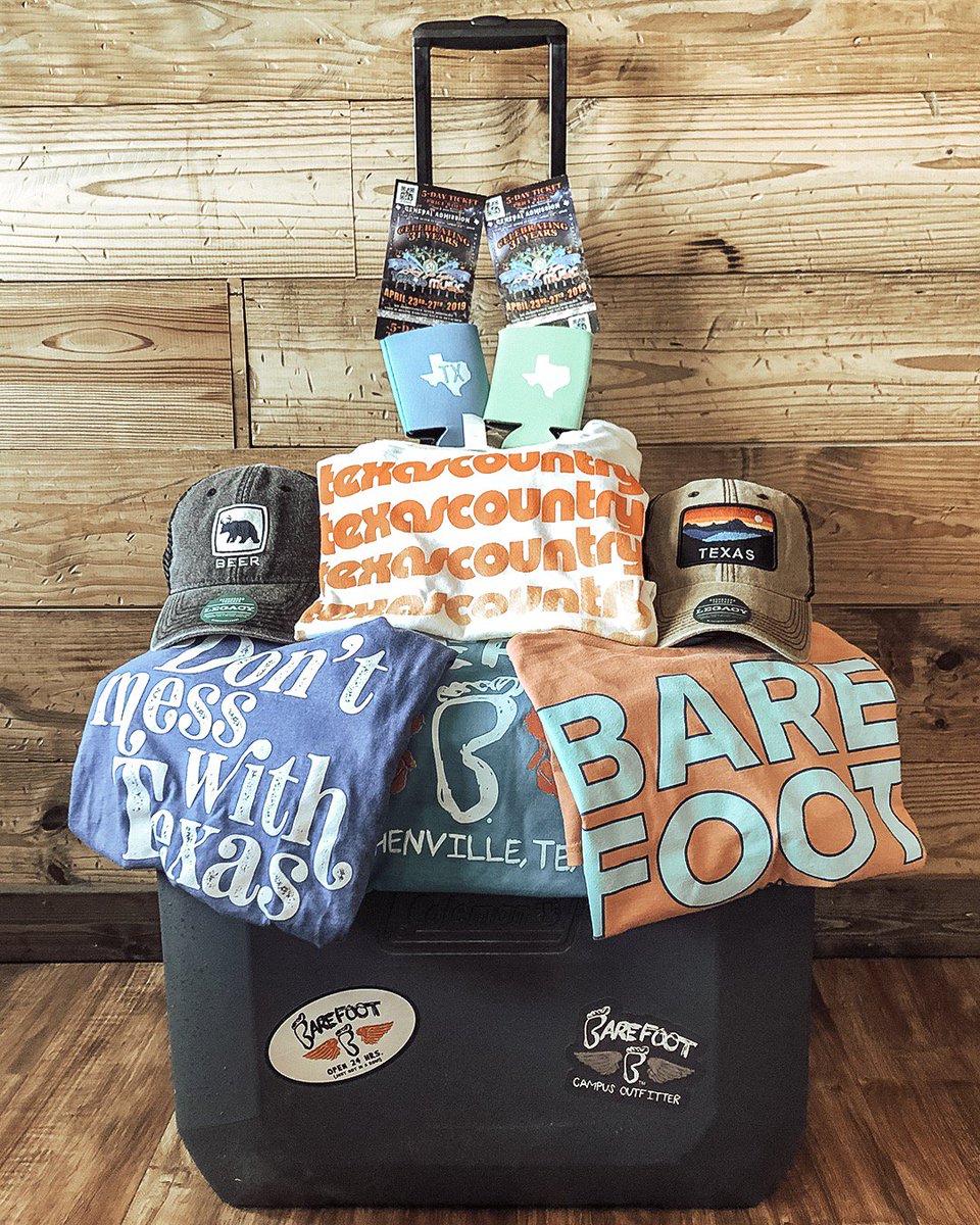 💥 LJT GIVEAWAY TIME💥
• FOUR tees
• TWO 5 day passes
• TWO hats
• TWO koozies
• ONE cooler

To ENTER this giveaway: 
⭐ LIKE, RETWEET &amp; TAG YOUR LJT FRIEND
Winner will be announced FRIDAY! *must pick up in Stephenville* #LJT #larryjoetaylorfestival #barefootgiveaway