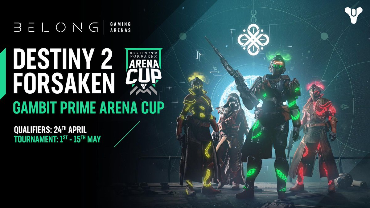 BelongPreston's tweet image. GUARDIANS, it's time to form your fireteams and prove your worth against the other arenas in our Destiny 2 Gambit Arena Cup 💪🏼

📅 FREE Qualifiers 24/04
🏆 1st Place - £100 + Peripherals
💬 DM for more info
📞 07483179955

#Destiny2 #ArenaCup #GambitPrime