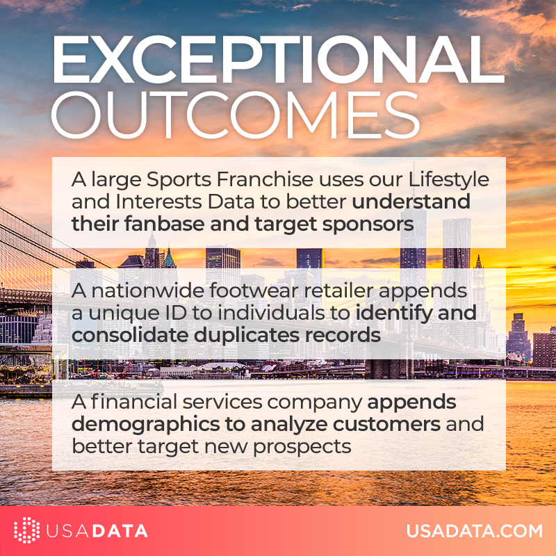 usadata's tweet photo. Our data services result in exceptional outcomes - check out a few below! #usadata #sl360 #marketing #dataservices https://t.co/kfbEsZUVO2