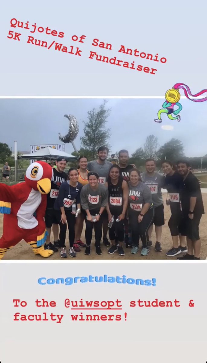 UIWSoPT's tweet photo. Congrats to the @uiwsopt student and faculty 5K winners! This run supports the annual health mission to Oaxaca Mexico! #uiwsopt #uiwphysicaltherapy #physicaltherapy #uiw https://t.co/vNj8itBMng