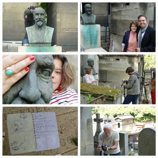 Shootings for french television, meeting with a mexican director, notes left by fans, my family (brother &amp; father), selfie,... This is our story with the grave of Georges, what's yours ? 
#georgesméliès #pèrelachaise #sciencefiction #story