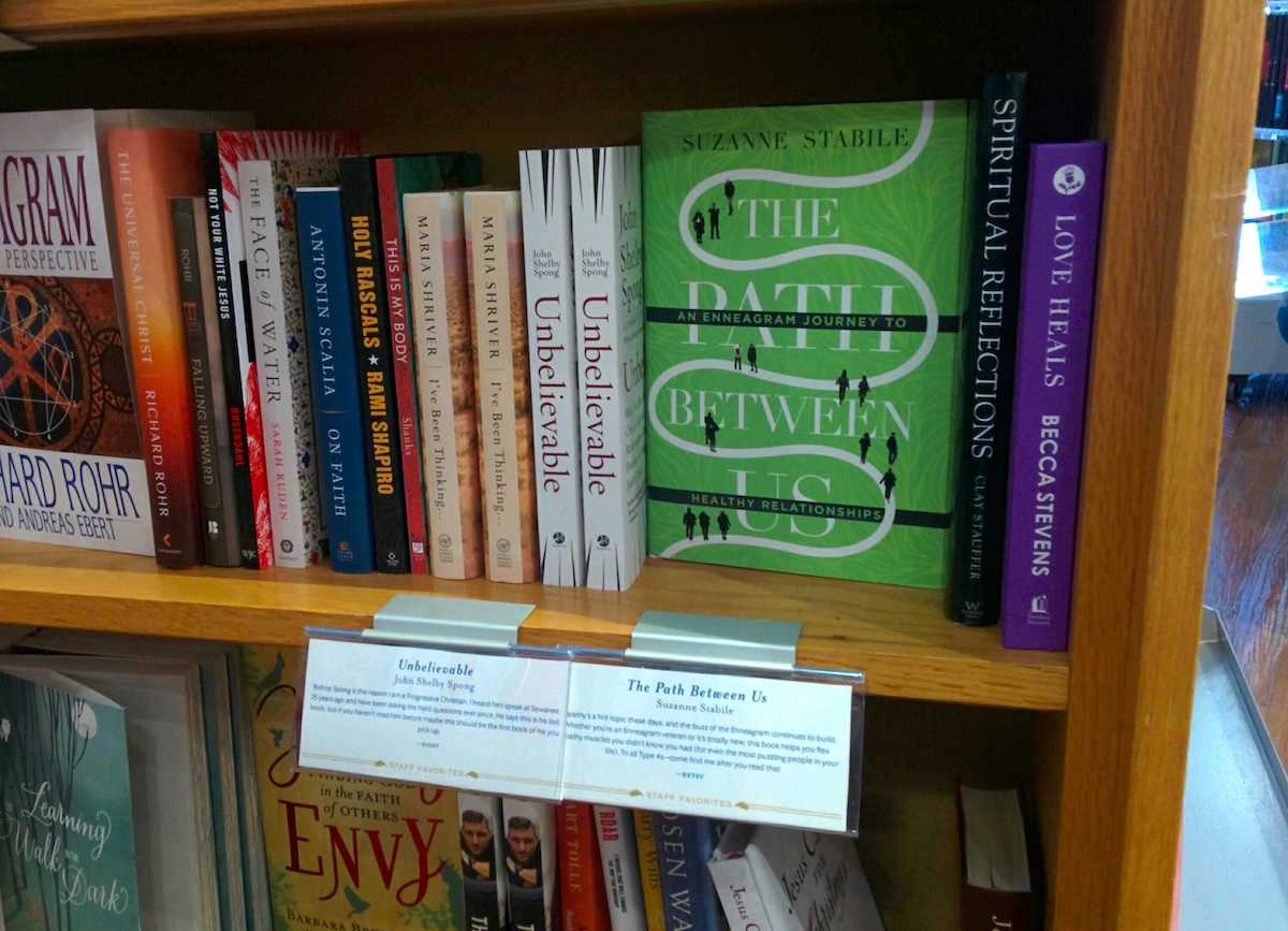 ivpress's tweet photo. Spotted: 'The Path Between Us' by @SuzanneStabile displayed as a Staff Pick at @ParnassusBooks1. Nashville friends, go check it out! #PathBetweenUs #enneagram #BooksInTheWild https://t.co/TCK9LiUGVU