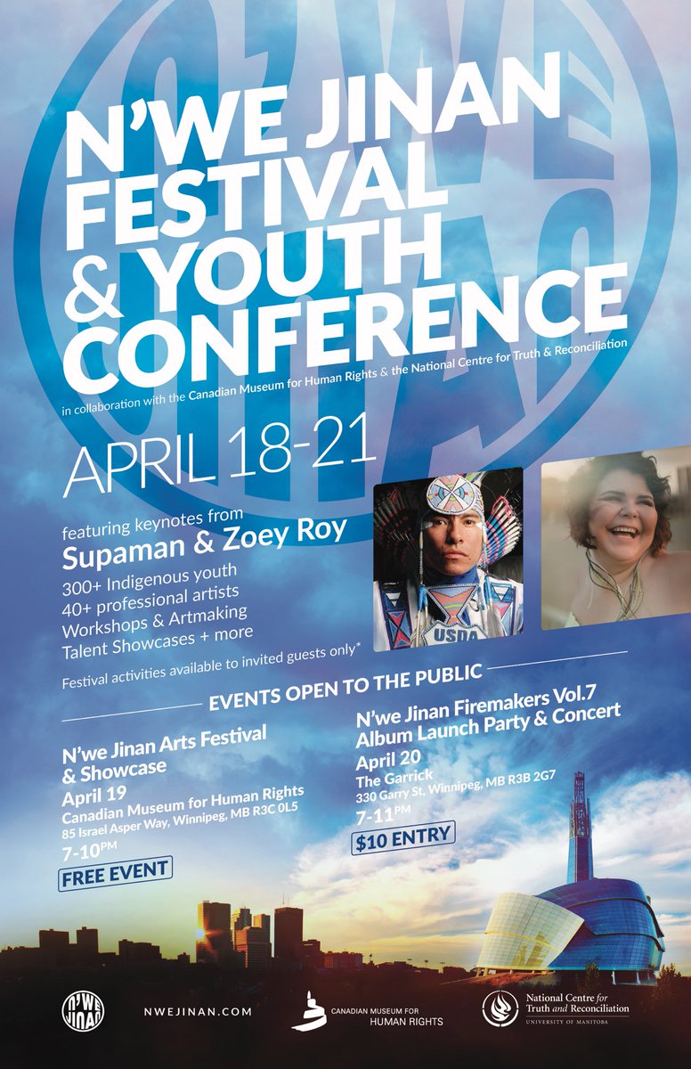 300 Indigenous youth from 32 First Nations communities across Turtle Island will gather in Winnipeg, Manitoba for the N’we Jinan Festival &amp; Youth Conference.  In collaboration with the <a href="/CMHR_News/">Canadian Museum for Human Rights</a>, <a href="/NCTR_UM/">NCTR</a>  &amp; <a href="/takingitglobal/">TakingITGlobal</a> !!!!