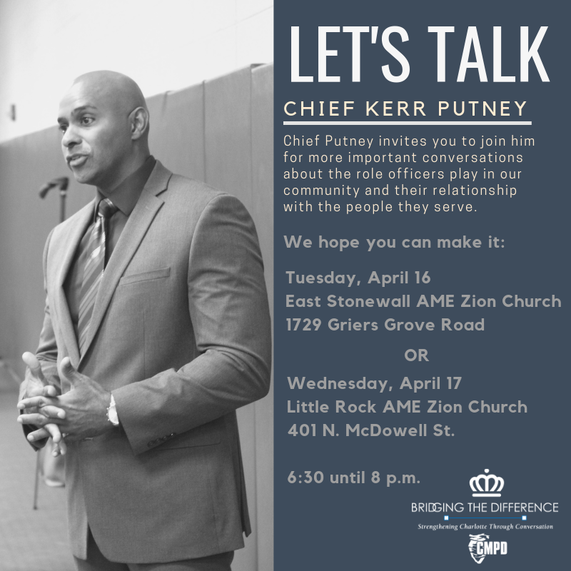 .<a href="/chiefputney/">Kerr Putney</a> is planning two community conversations this week.