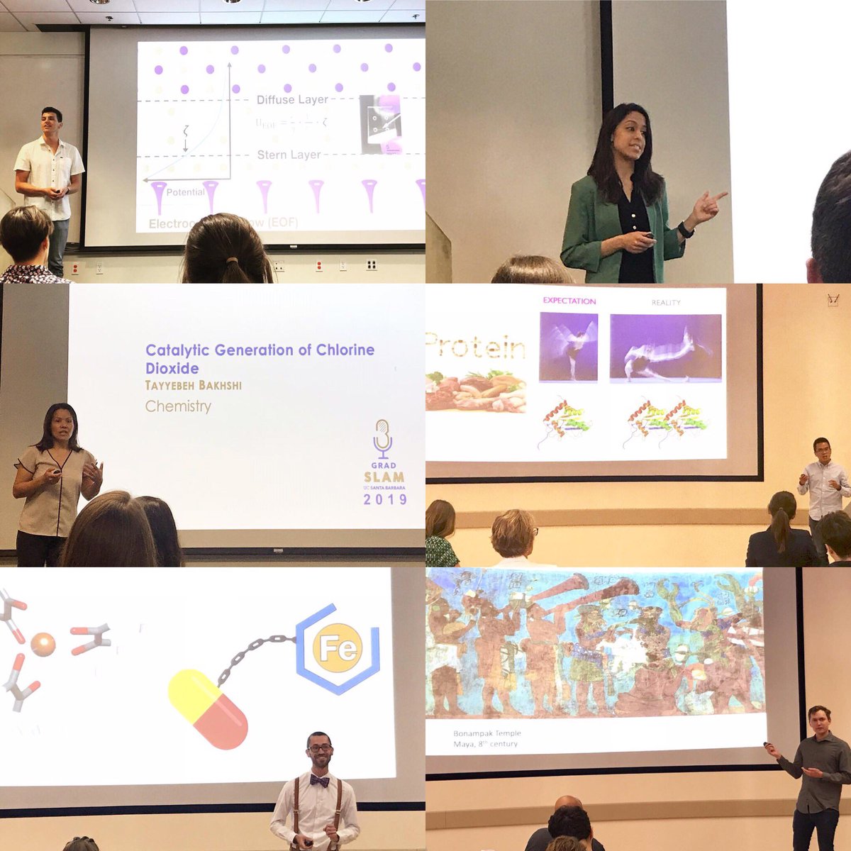 ucsbchemistry's tweet photo. #gradslam2019 Good job to the chem grads who participated and congrats to Yvonne, Khanh, and Zach in advancing to semi-finals this week! https://t.co/d7dOdp3KUJ