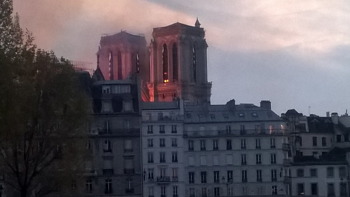 Notre Dame fire now spread to inside one of the 2 belltowers, with wooden structure that holds up bells.