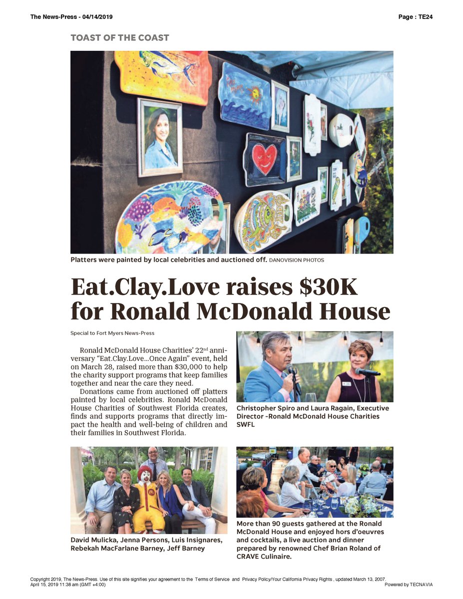 PrimaLuceFM's tweet photo. Prima Luce's Rebekah MacFarlane Barney was once again a featured celebrity painter during this year's Eat, Clay, Love fundraiser for @rmhcswfl, which raised $30K! https://t.co/7nS3xZ2lpH