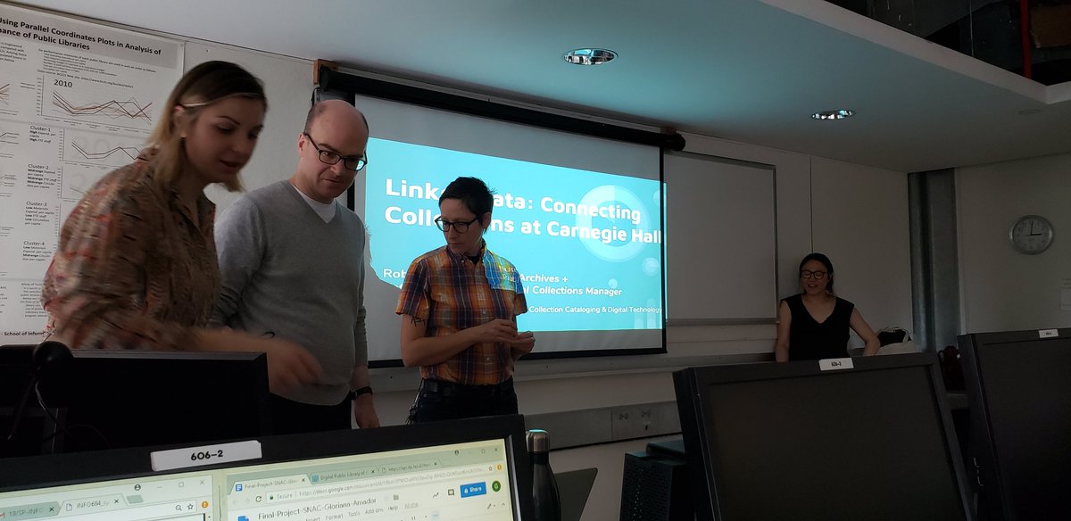 PrattMDC's tweet photo. #MondayLecture | Today, we are having special guests in our Museum Information Management class! Robert Hudson, Manager, Archives, and Kathryn Gronsbell, Digital Collections Manager, @carnegiehall, will be speaking about #LinkedOpenData. https://t.co/vdDoJzIVPO