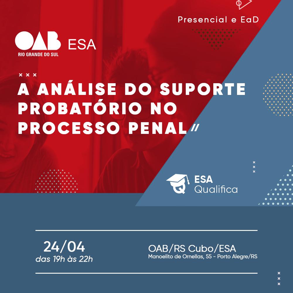 esaoabrs's tweet photo. #CursodeAperfeiçoamento #ESARS
Estão abertas as inscrições para o Curso de Aperfeiçoamento "A Análise do Suporte Probatório no Processo Penal"
🗓 Dia 24/04 🕖 19h às 22h | ✅Presencial e EaD
Saiba mais: https://t.co/Rut1979Ukd https://t.co/wjt53Ymogu