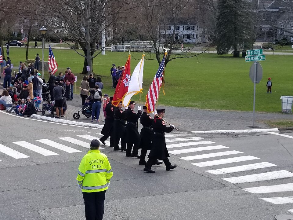 Honor Guard marching in 2019 Lexington Patriots Day Parade.
Photo credit: BCooke