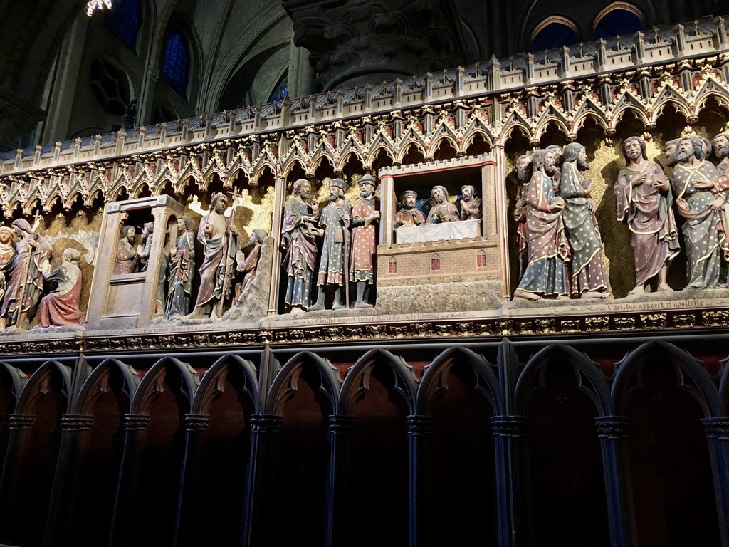 I’m so sad learning the Notre Dame news. We went for New Years. The history and detail from centuries ago was so captivating, it made it hard to leave. These panels are from the 14th century, preserved and beloved for so long...