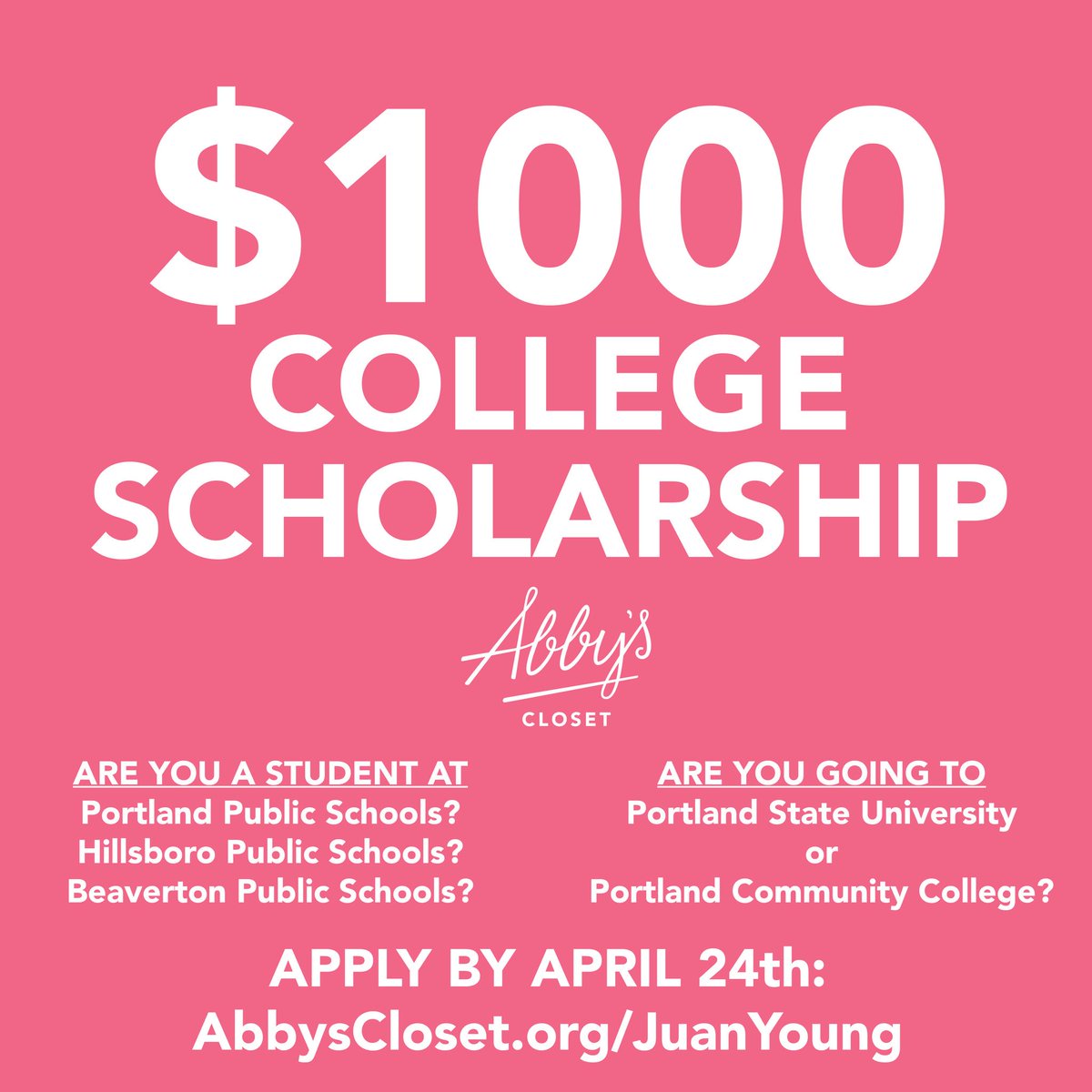 Sponsored by the Juan Young Trust! Apply today: abbyscloset.org/juanyoung