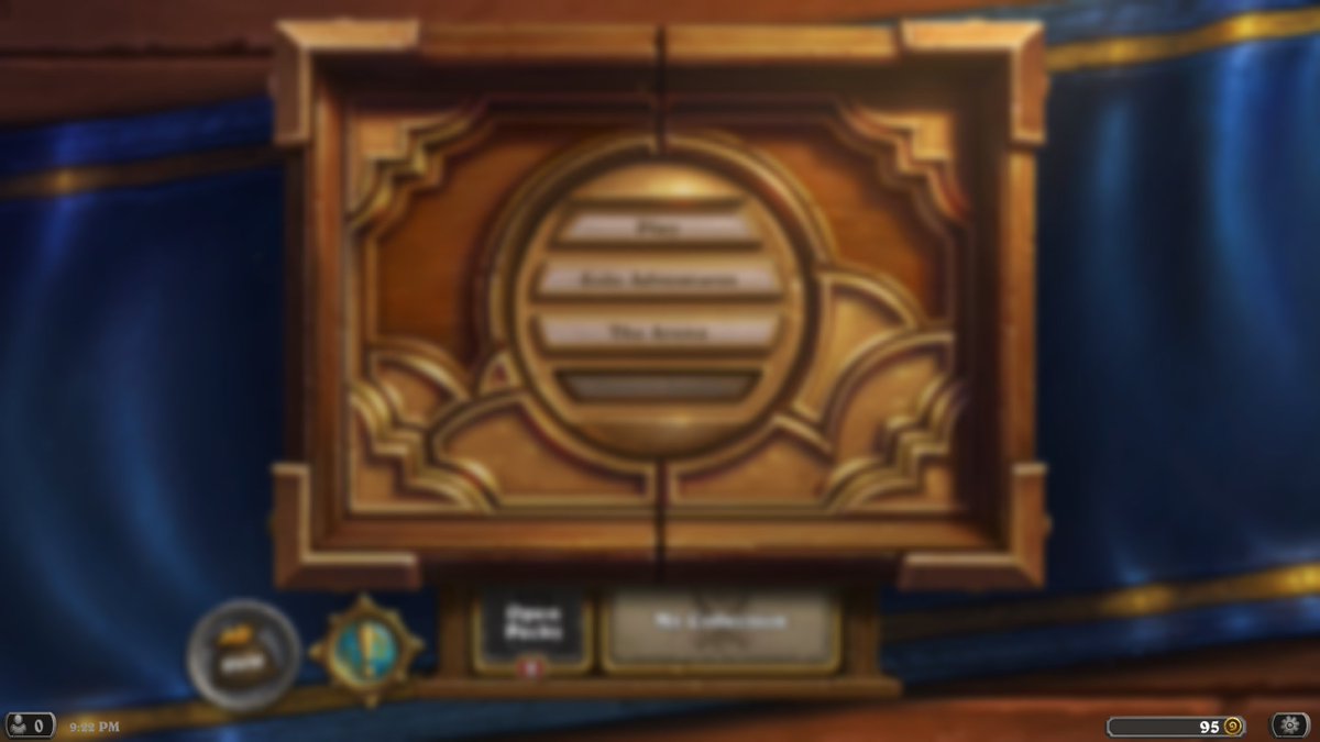 suchtie's tweet photo. @PlayHearthstone I completed a quest, got a new one immediately after a game when I already was in the Play menu. Now everything except the main UI elements at the bottom is blurred but still clickable. Stays blurred in other menus as well. https://t.co/07INrUtYoE