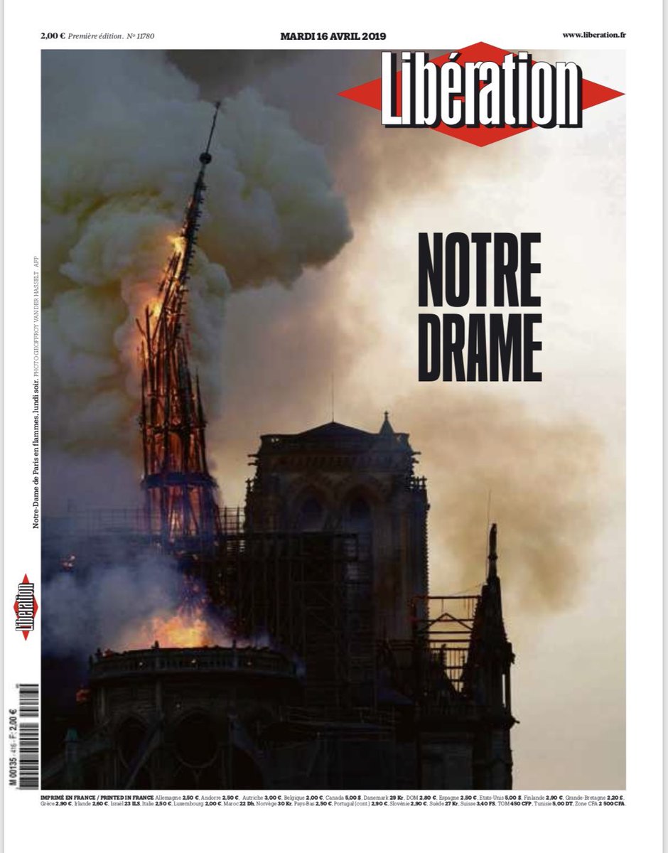 puremedias's tweet image. "Notre Drame" à la Une de @libe demain.