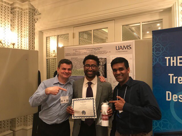 Congratulations to our physics resident Dr. Garron Deshazer for receiving the Best Poster Award Friday at the Southwest American Association of Physicists in Medicine Annual Meeting.  ⁦<a href="/uamscancer/">UAMS Cancer</a>⁩ ⁦<a href="/uamshealth/">UAMS Health</a>⁩