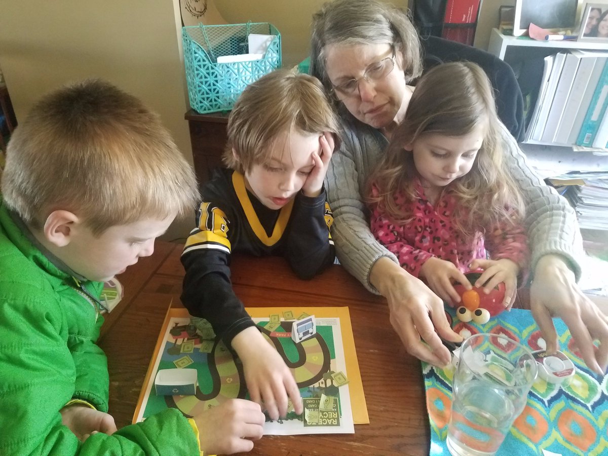 HoutsHome's tweet photo. Playing Race to Recycle: An #EarthDay #boardgame with my twin grandsons, age 5. So much fun! Available for $3.99 as a download on Etsy. Each game takes 5-10 minutes. Jake especially liked that we all won at the same time!://tinyurl.com/yylkg3b9 https://t.co/hROLHxtVJ6