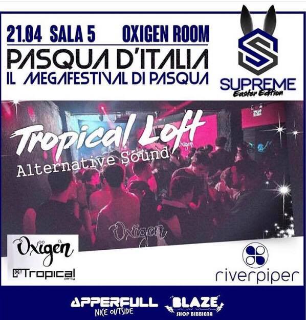 EdoardoPuri's tweet photo. supreme on tour al river piper in oxigen allestiemento tropical party https://t.co/4ocw97TF3F