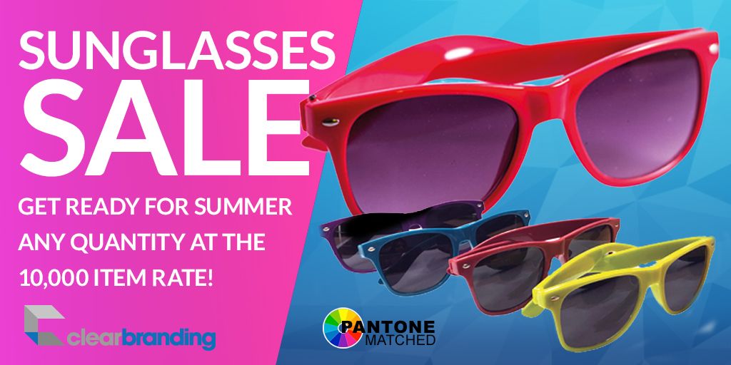 It is going to be a hot weekend so don't forget we have a fantastic special offer on sunglasses! Get in touch with the team to find out more. buff.ly/2V29Bed  #sunglasses #brandedsunglasses #festival #summer #worcestershirehour #merch #merchandise