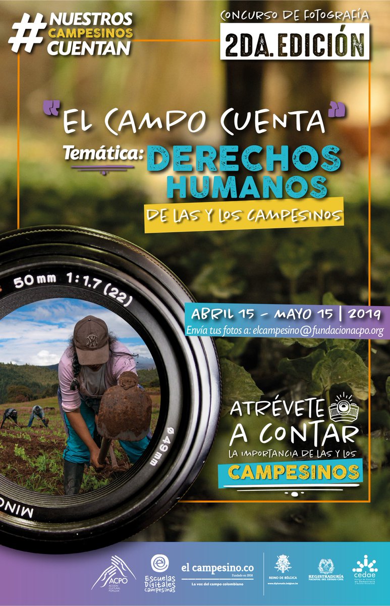 📸 ¡Llegó el concurso que estabas esperando! Esta es la 2da. versión de nuestro concurso de fotografía "El campo cuenta" Este año será en honor a la Declaración de los Derechos de los Campesinos y otras personas que trabajan en zonas rurales. Participa 👉🏾 bit.ly/2ZajYvH