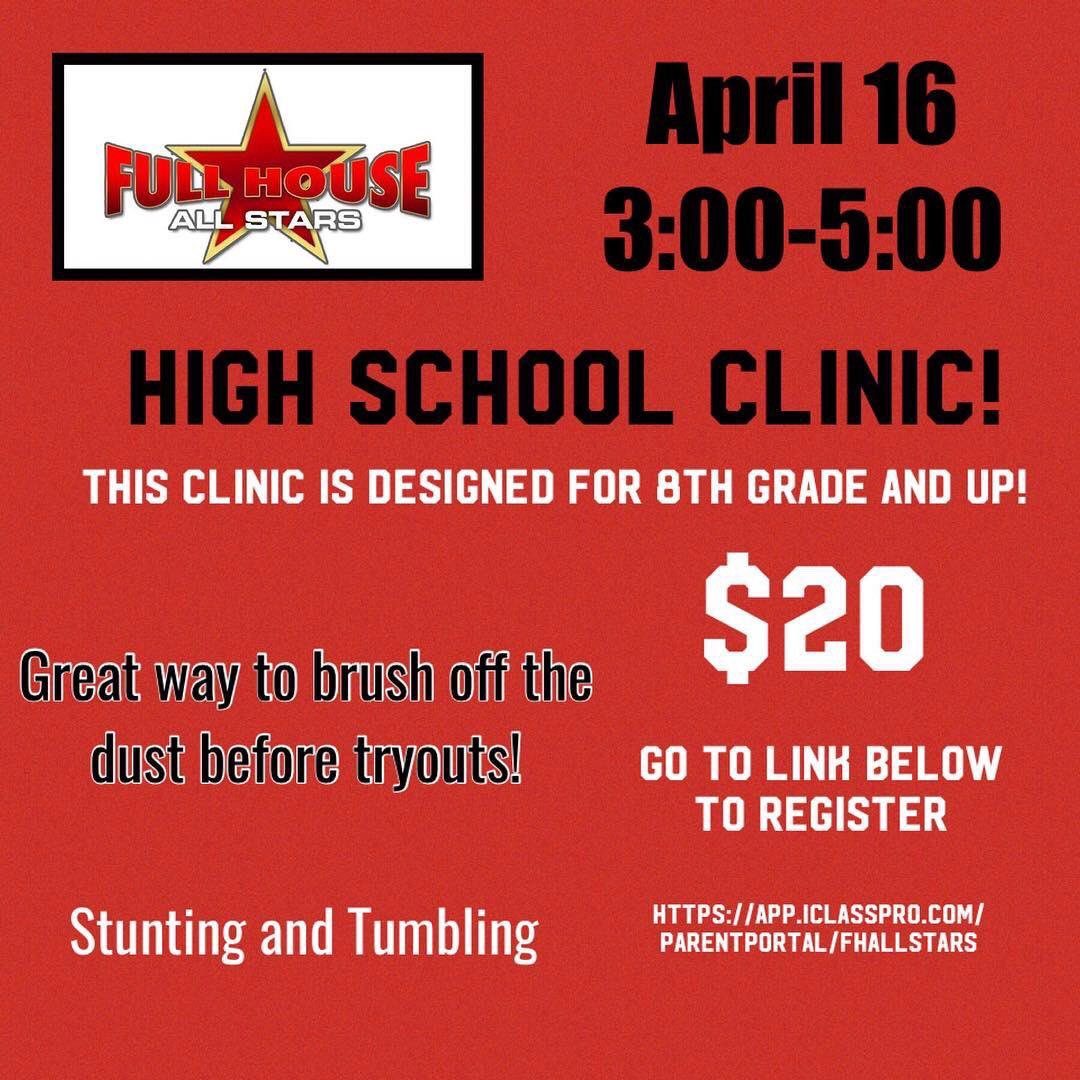 Come to our high school clinic tomorrow!