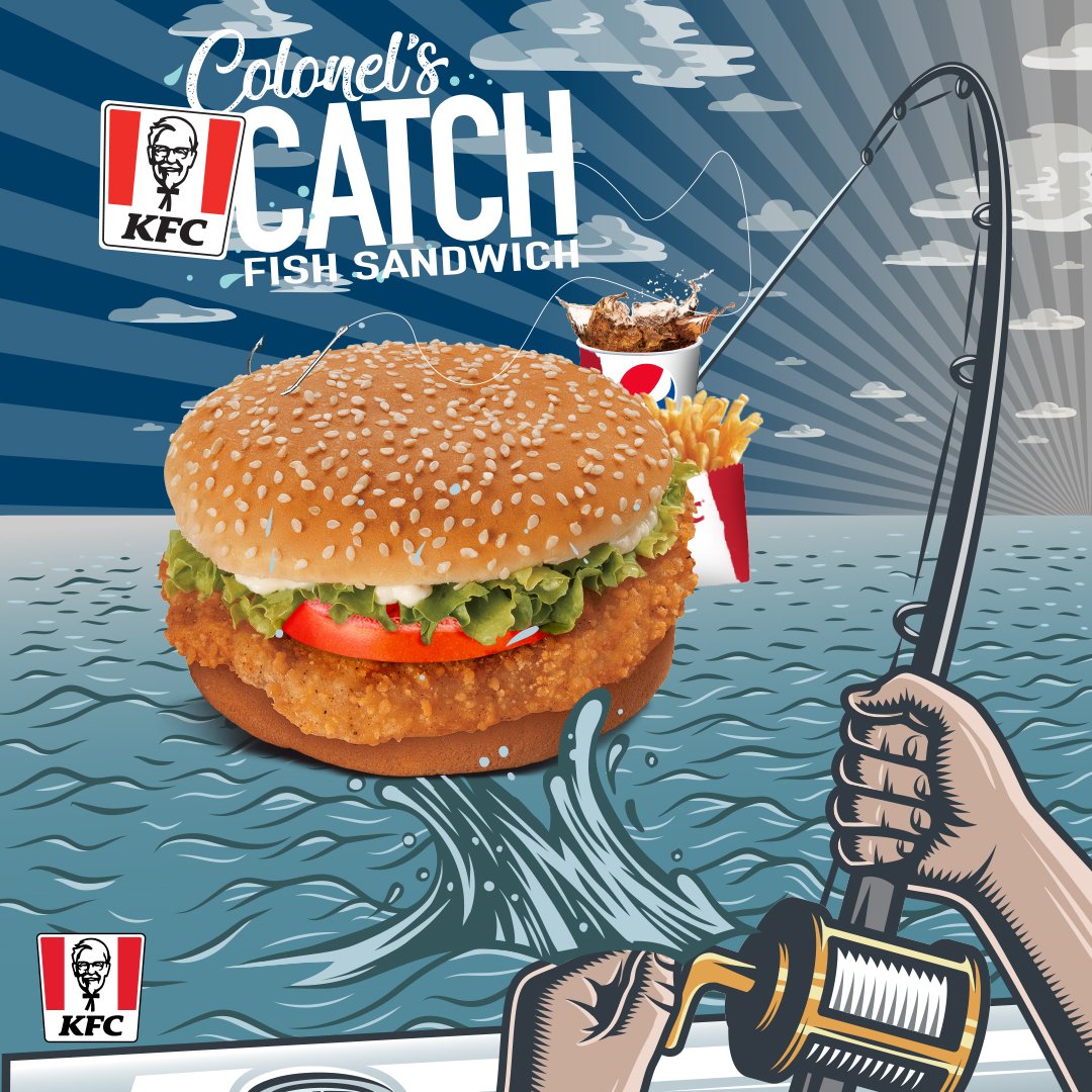 kfcjamaica's tweet photo. Get hooked on the #ColonelsCatch! A mouthful of #FingerLickinGood flavour! https://t.co/F6TAVREa4r