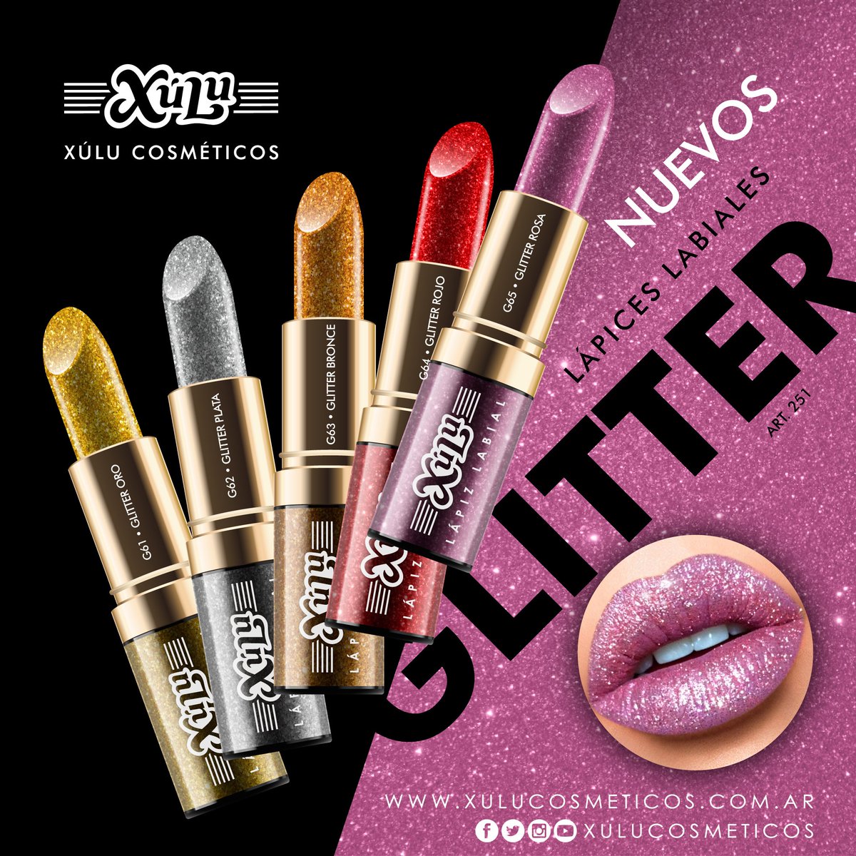 xulucosmeticos's tweet image. Seguimos con las novedades para arrancar la semana. ¡Nuevos labiales glitter! Cinco tonos para brillar 💖🌟 #glitter #labial #xulucosmeticos #brillo