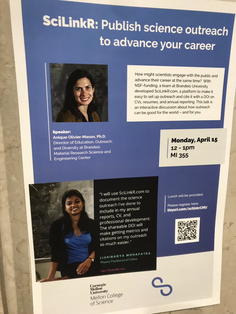 Hey <a href="/CarnegieMellon/">Carnegie Mellon University</a>, come to MI355 TODAY at noon and learn more about SciLinkR from <a href="/DrAniqueOM/">Anique Olivier-Mason</a>  from <a href="/BrandeisU/">Brandeis University</a>.  

🥗🥪Free lunch! See you there!
