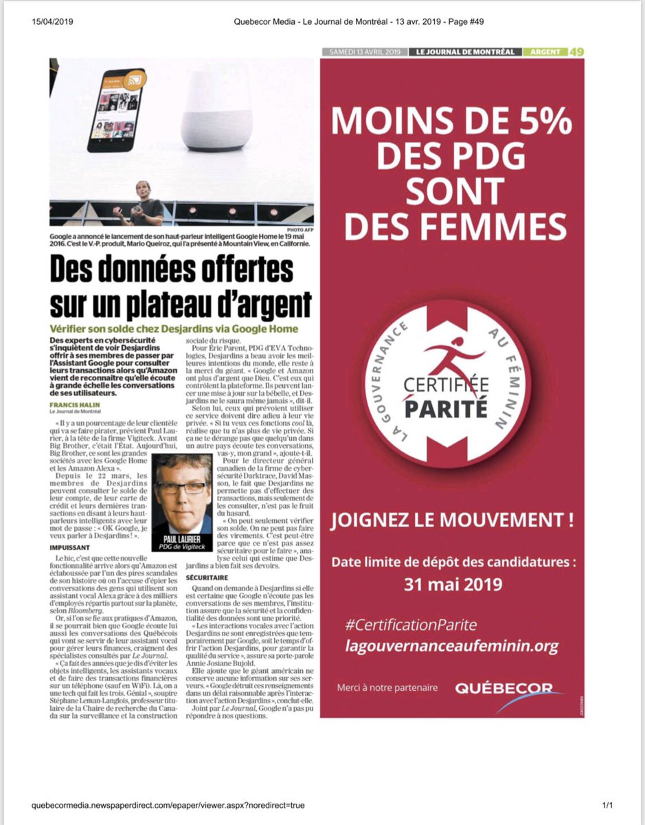 carolinecodsi's tweet photo. Avez-vous vu la publicité de @GouvFeminin dans Le Journal De Montreal, section affaires samedi ?
#lagouvernanceaufeminin #certificationparite #impact #egalitedesgenres #FemmesPDG #FemmesAuCA https://t.co/1Col6YU5aY