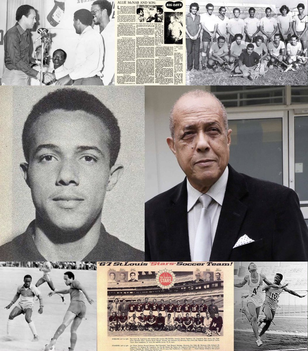 AndrewHolnessJM's tweet photo. Happy Birthday to legendary Cornwall College Footballer &amp; Athlete, Aldrick 'Allie' McNab. Mr. McNab successfully represented Jamaica in both track &amp; field and football as early as 15 years old in 1963. Mr. McNab was also inducted in the Caribbean Sports Hall of Fame in 2012. https://t.co/XPP8TSz041