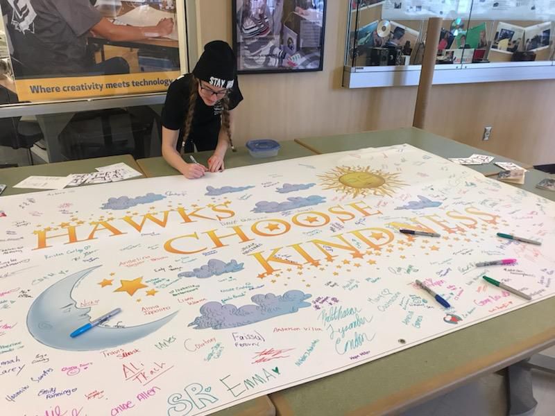 EssexNorthShore's tweet photo. Happy #OneBostonDay! 
Quick recap of some of our #HawksKindnessWeek activities! (Full recap on other social media) Sold 200 T-Shirts for MR8, 50+ Thank You videos, 400 compliments, elementary school reading visits, donations to @wonderfundma, and more! 
#HawkTalk #ENSATS https://t.co/YlsJWT4HvX