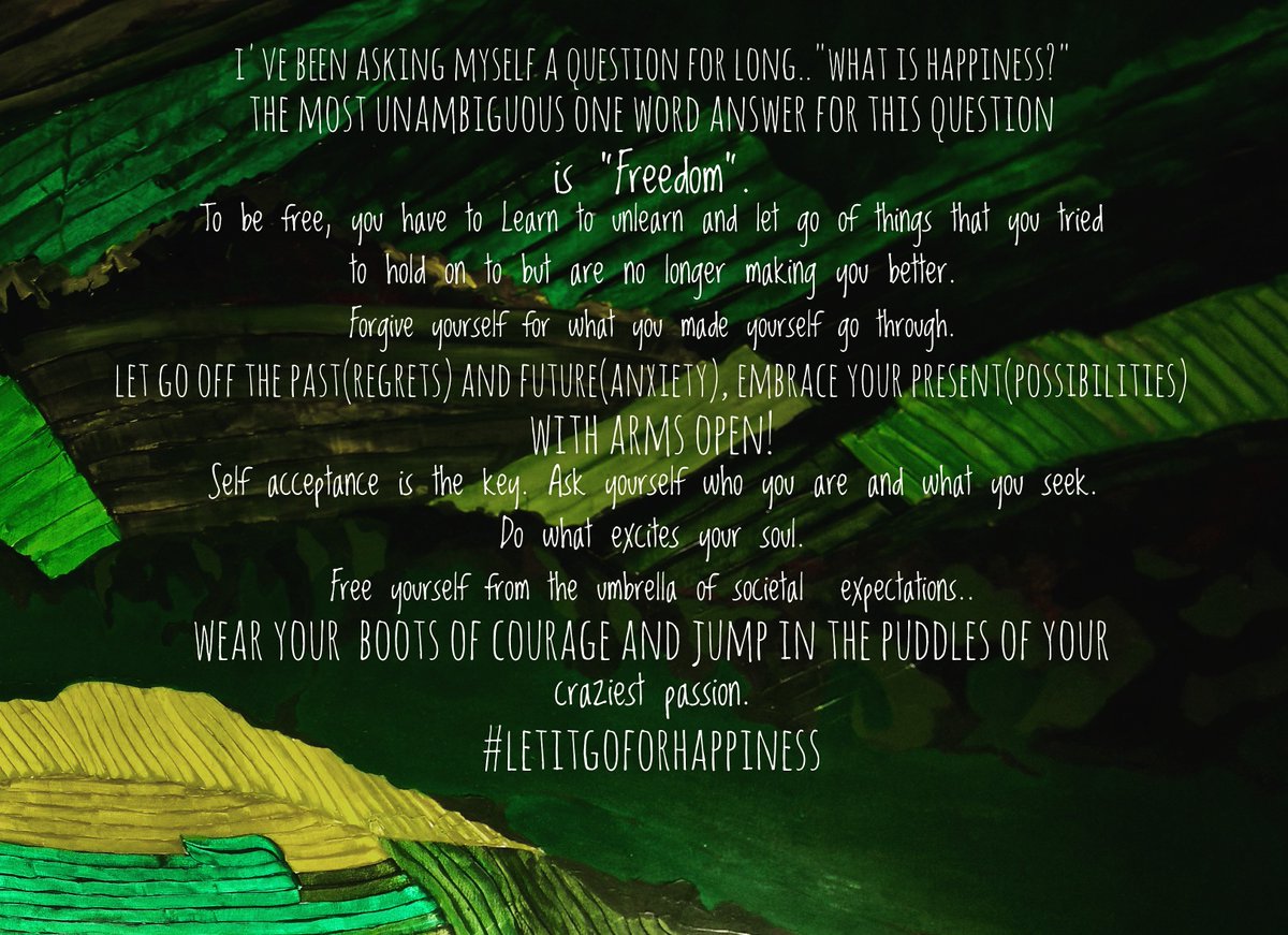 Aishwar77498591's tweet photo. -"What is happiness?"
"Freedom" โจ
What is your definition for happiness? Write in the comment section . :)
#travel #trip #travelblogger #life #Traveller #TravelTuesday #happiness #happinessinoneword #freedom #letitgoforhappiness #possibilities #followyourdreams #globetrotter https://t.co/eIunqkP4Bm