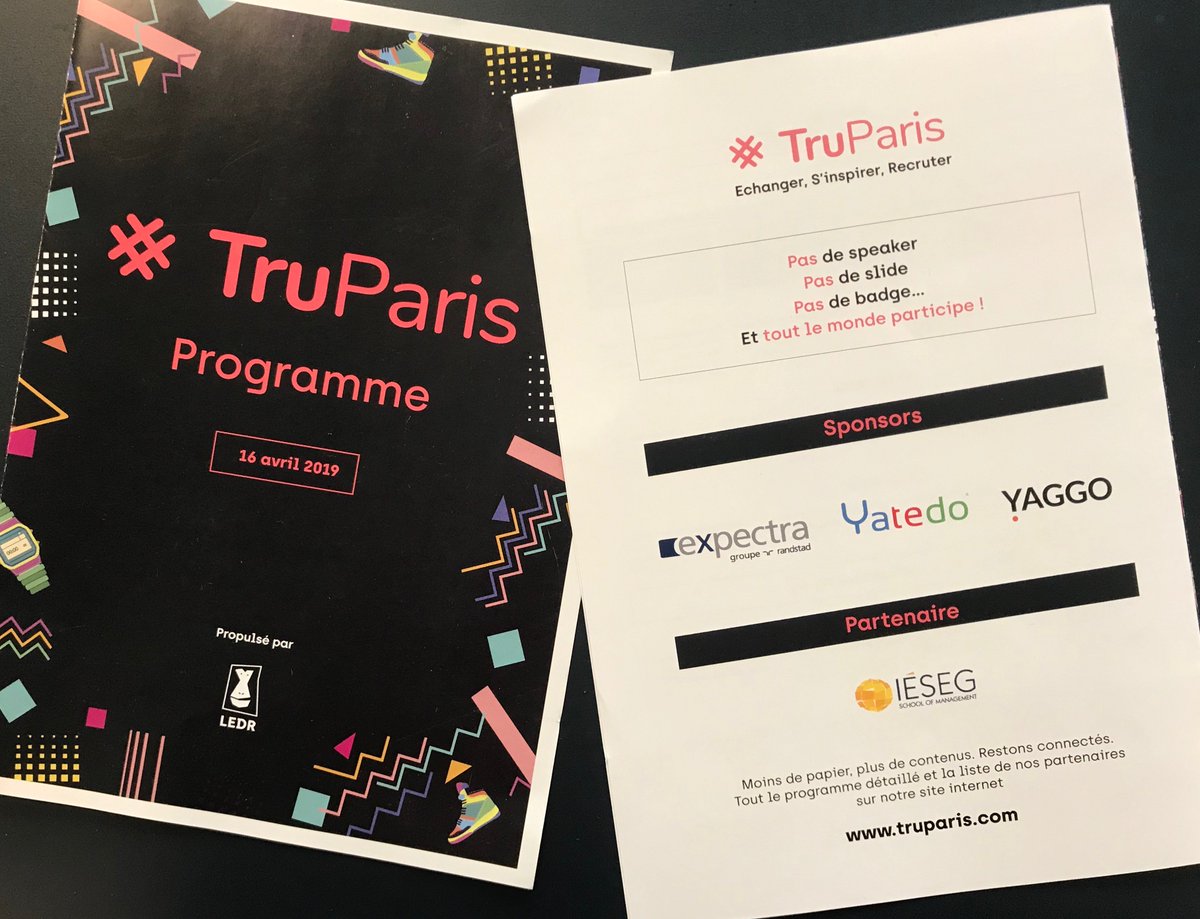 H-15 avant #TruParis !!! 
350 pers. attendues à l'<a href="/IESEG/">IÉSEG</a> pr débattre des 48 sujets imaginés cette année. Nous sommes ravis chez <a href="/ledrfrance/">L'École du Recrutement</a> de votre attachement à ce grand RDV. 😍 
Merci à nos partenaires <a href="/expectra_emploi/">Expectra</a> <a href="/yaggoco/">Yaggo</a> <a href="/Yatedo/">Yatedo</a> pour leur soutien ! #fiersdetrerecruteurs
