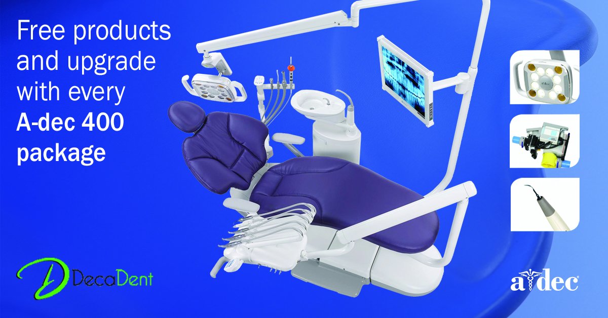 DecaDentLtd's tweet photo. *A-Dec 400 Promo*

Have you heard about our great offer on A-dec 400 chairs right now?

Until 14th June 2019, get a FREE Acteon Scaler, spittoon valve and upgrade to a 500 LED light with every A-dec 400 chair package!

Call 0117 961 4442 or email info@deca-dent.co.uk

@AdecUK https://t.co/n0FWTJPoeh