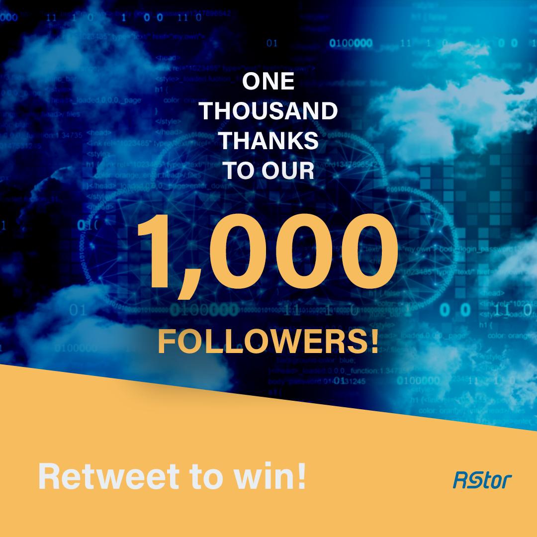 Help us celebrate reaching 1,000 Twitter followers with a #giveaway! Retweet this and follow <a href="/RStor/">jacob slistren</a> for a chance to win #RStor swag. Thanks for your support! Enter by 4/17/19. #sweeps #AboveTheCloud