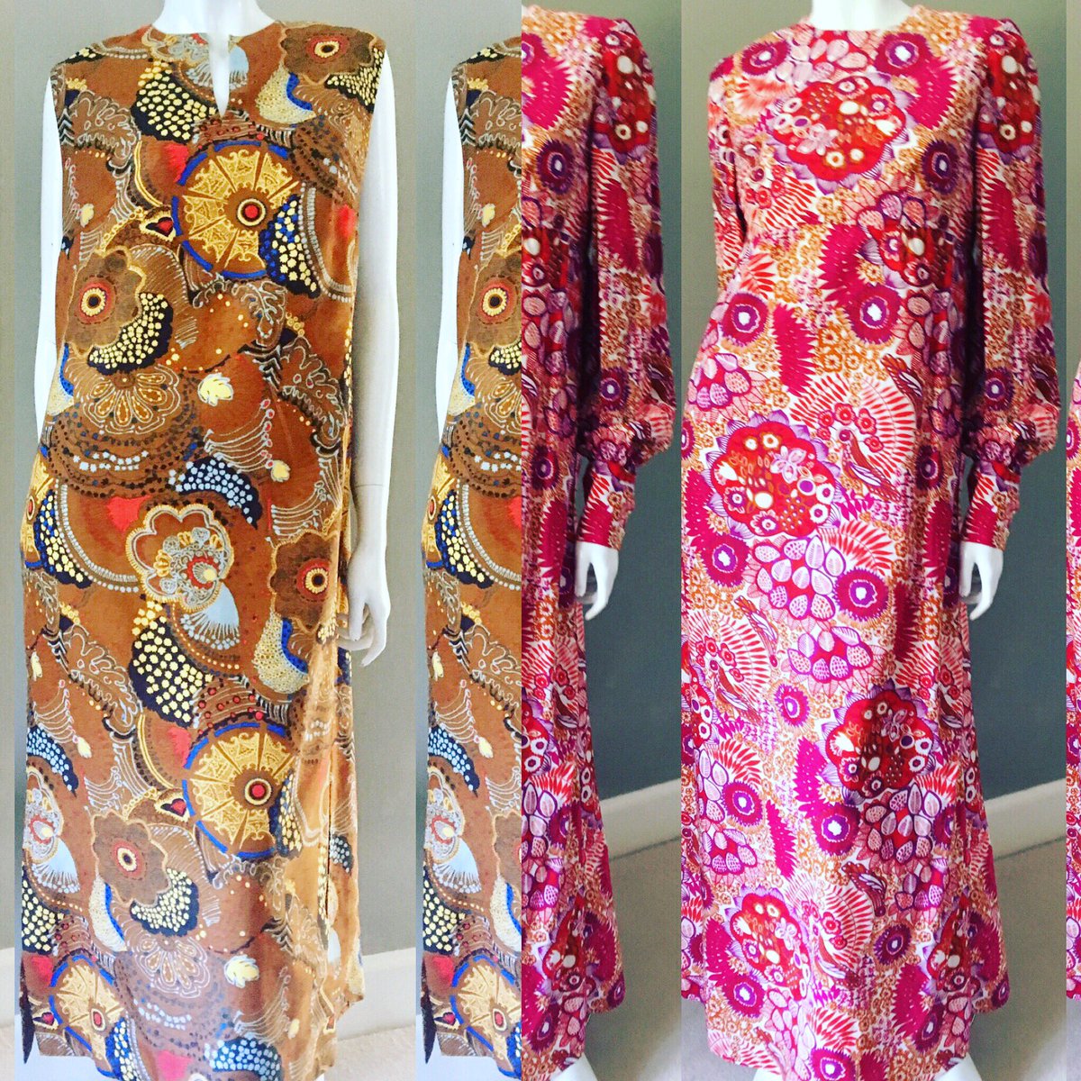 frocksmith's tweet image. Mesmerised by the outrageously psychedelic textiles of my latest 70s frocks #justlisted in my Etsy shop .. #70sfashion #curatedvintage #sustainablestyle