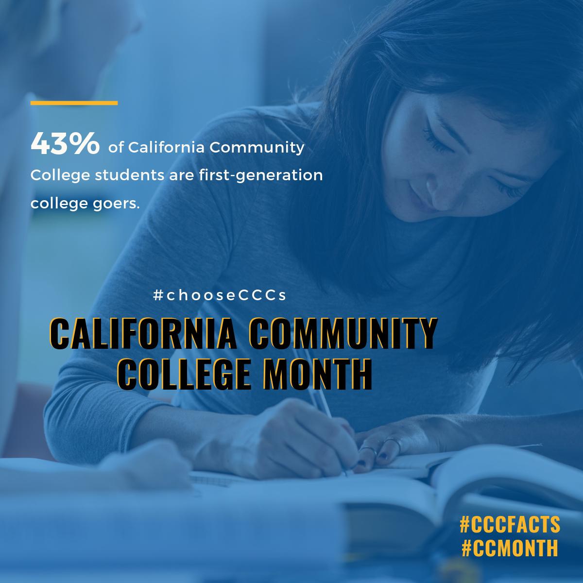 MtSAC's tweet photo. Did you know 43 percent of @CalCommColleges students are first-generation college goers? Tell us why you #chooseCCCs. #CCCFacts https://t.co/3wLS0KpkbT