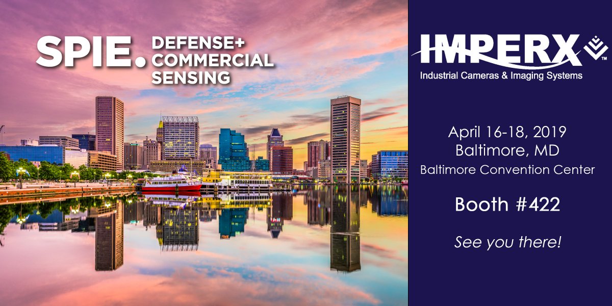 IMPERXInc's tweet photo. Join us at Booth 422 as @SPIEevents opens its doors tomorrow for another #SPIEDCS!  Stop by our booth to learn about our #RUGGED cameras for #military, #defense, #aerospace, #reconnaissance, and #threatdetection, to name a few. 🚁✈️🚀🛰🔊👀 Register here: https://t.co/jlSUHPpSTo https://t.co/EBF7tCSG7z