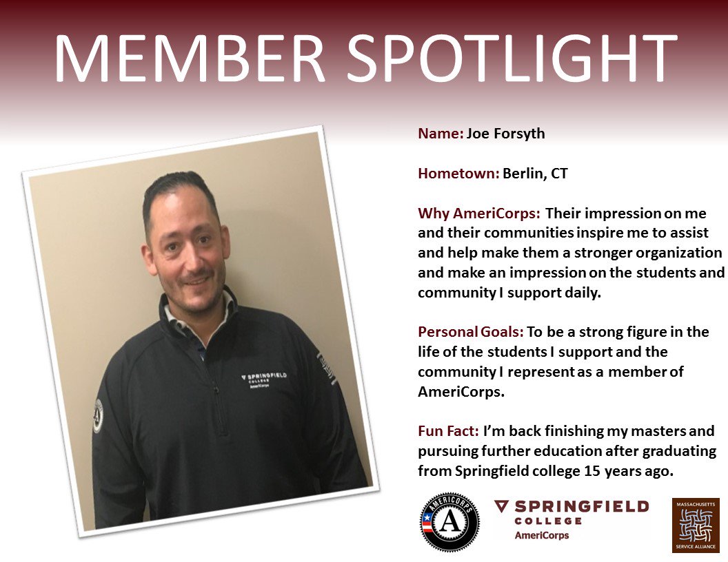 SCAmeriCorps's tweet photo. Check out our Member Spotlight of the week! #MassService #SpringfieldCollegeInclusionandCommunityEngagement https://t.co/t3kxTSx7Em
