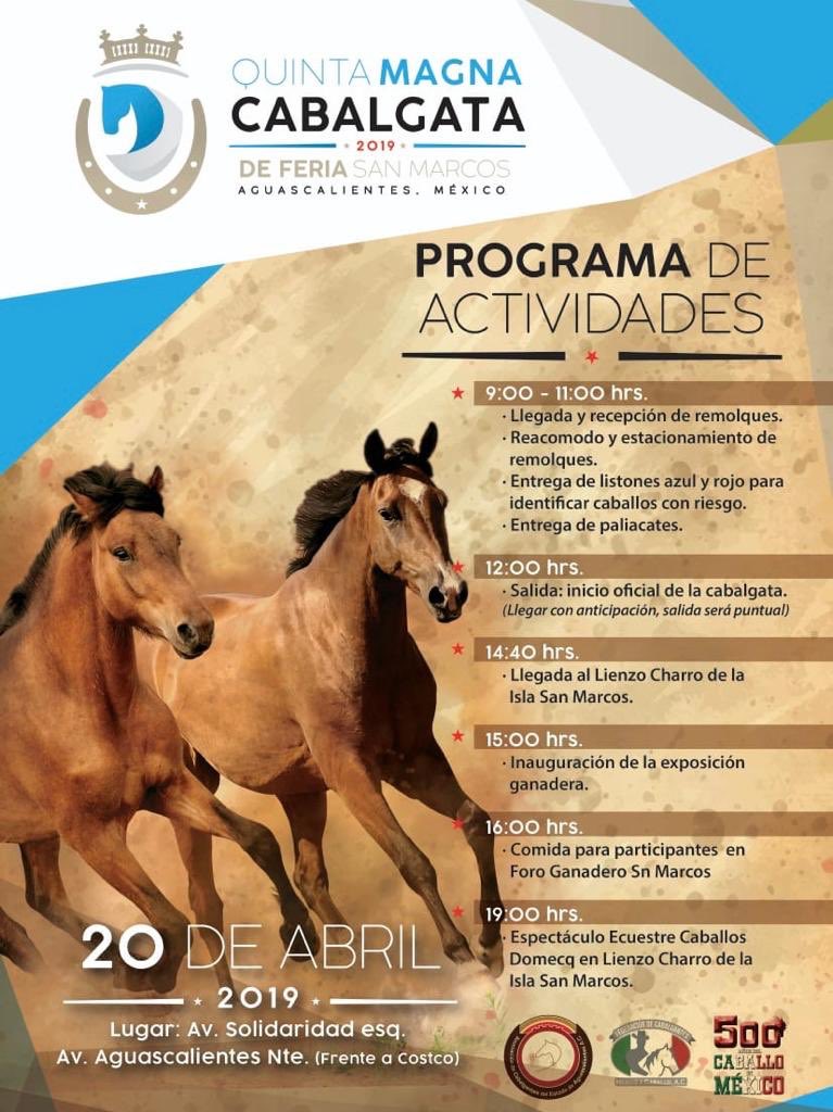 Este próximo 20 de abril asiste a la quinta magna cabalgata de la #FeriaNacionalDeSanMarcos, una tradición que se consolida dentro del programa oficial como una de las favoritas. 🐎🐎🐎 

¡Te esperamos, asiste con toda tu familia!
#VivaAguascalientes