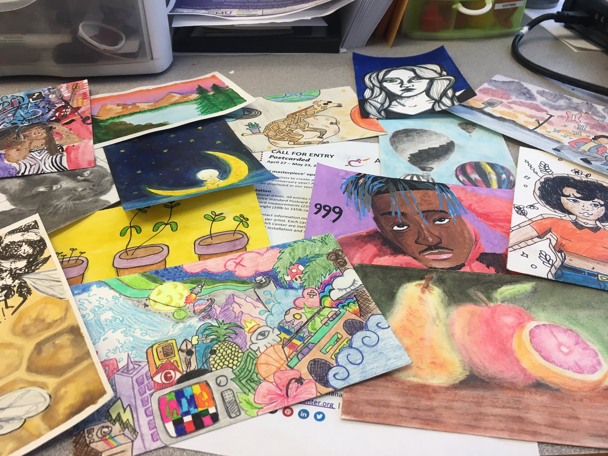 HBolensArtClass's tweet photo. #LSHSART students prepare their own post card designs for submission to the @AntonArtCenter show! Another great opportunity for students to get their work out in the community and compete for prizes. #ATeachersImpact #myLSPS https://t.co/9j57QmggiO