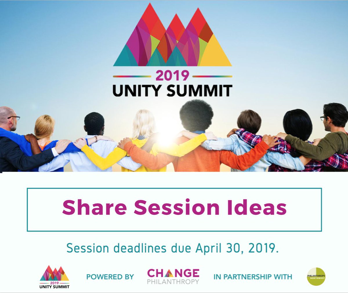 CHANGEPhil's tweet photo. The Unity Summit will host over 800 participants to expand their individual and institutional practice in order to advance equity with an intersectional lens, and with community at the center of our efforts. Accepting #SessionIdeas now through 4/30! #2019UNITYSUMMIT https://t.co/Z52ftEOYUi