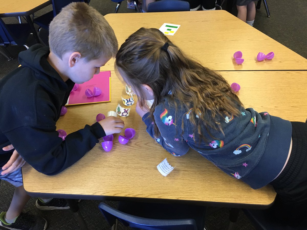 Easter Egg Hunt in the Library. We are matching up genres with their descriptions. @SouthNeosho <a href="/library_hub/">South Elementary School Library</a>