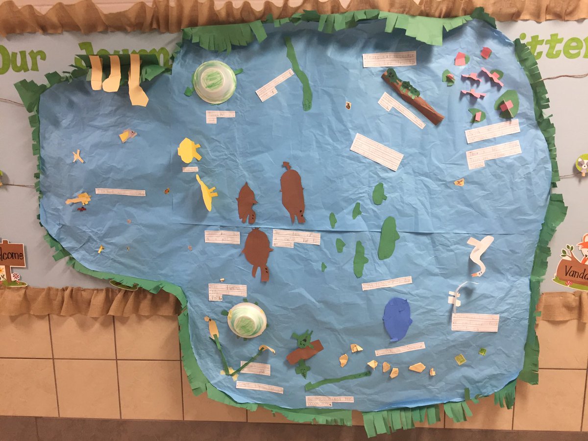 VanSTEAMBus's tweet image. Kinder students learning about &amp;amp; showing what they know as they create a pond ecosystem. Think of the conversations that go on doing a project like this! #PBL #vanedtech #Engaged